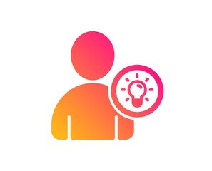 User icon. Profile with Lamp bulb sign. Person silhouette with idea symbol. Classic flat style. Gradient user idea icon. Vector