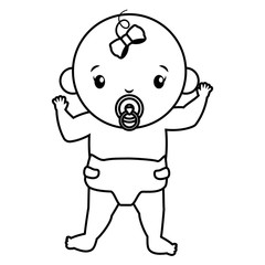 cute girl in diaper with pacifier baby shower