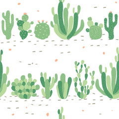 Seamless pattern with cactuses