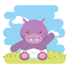 cute little hippo baby character