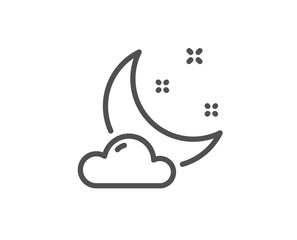 Night weather line icon. Moon with cloud sign. Sleep symbol. Quality design element. Linear style night weather icon. Editable stroke. Vector
