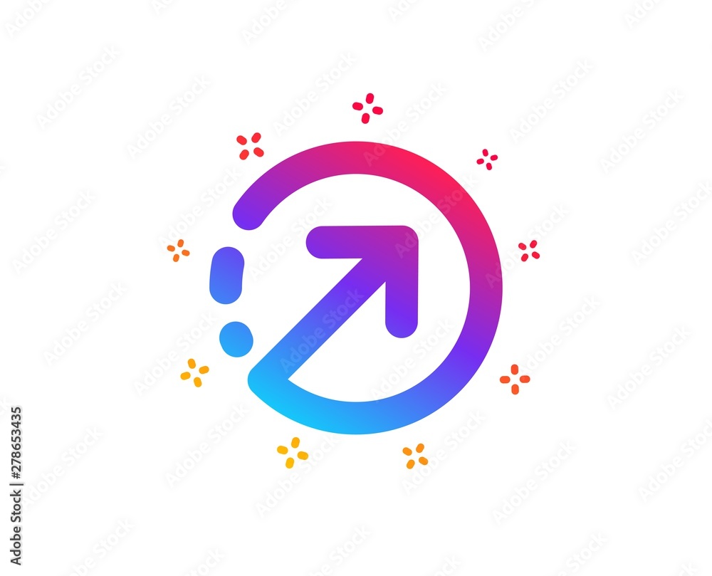 Poster direction arrow icon. arrowhead symbol. navigation pointer sign. dynamic shapes. gradient design dir