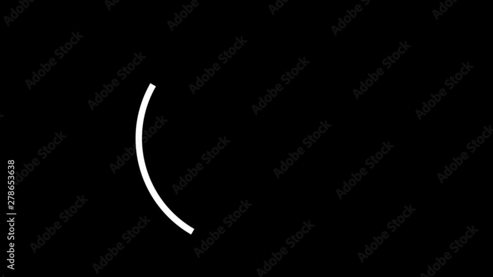Poster abstract animation of white curved line smoothly rotating in the circle on the black background. geo