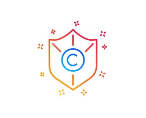 Copyright protection line icon. Copywriting sign. Shield symbol. Gradient design elements. Linear copyright protection icon. Random shapes. Vector