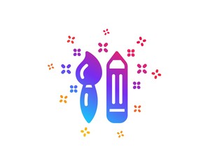 Creativity icon. Graphic art sign. Brush and pencil symbol. Dynamic shapes. Gradient design creativity icon. Classic style. Vector