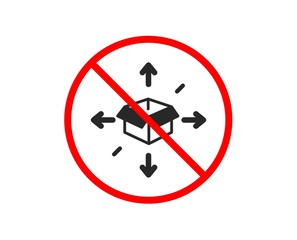 No or Stop. Parcel delivery icon. Logistics service sign. Tracking symbol. Prohibited ban stop symbol. No parcel delivery icon. Vector