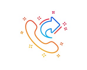 Call center service line icon. Share phone call sign. Feedback symbol. Gradient design elements. Linear share call icon. Random shapes. Vector
