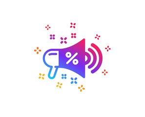 Sale megaphone icon. Discount shopping sign. Clearance symbol. Dynamic shapes. Gradient design sale megaphone icon. Classic style. Vector