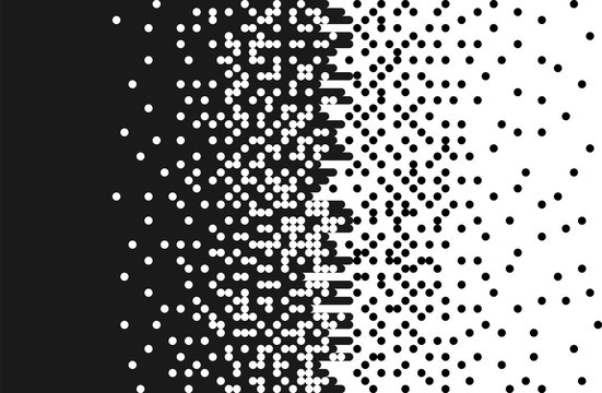 The pixels are randomly scattered, dispersed, round, rounded. Vector abstract monochrome style. Pattern, background. Monochrome style.