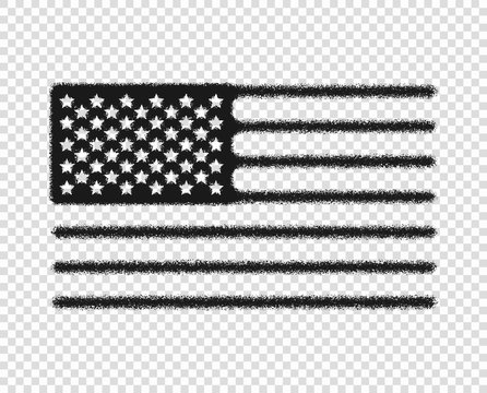 Abstract United States flag monochrome, silhouette. Noise. Vector art design, modern, USA flag, icon. Isolated transparent background.