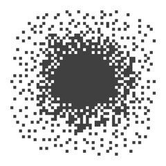 Pixel dark illustration. The element dissolves into many squares. Vector objects isolated on background.