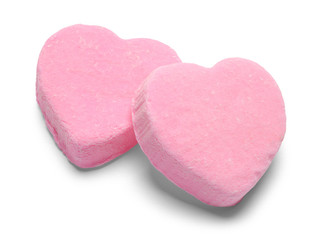 Obraz na płótnie Canvas Two Pink Valentines Candy Heart