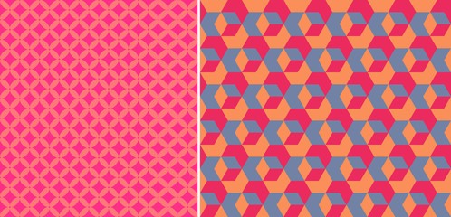 Set of seamless patterns. Abstract geometric background vector