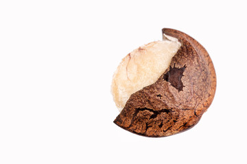 Dried seeds of sacha fruit - Inchi peanuts - Plukenetia volubilis. White background