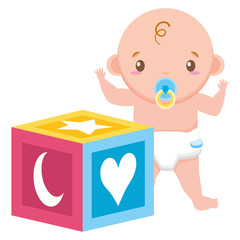 cute little baby boy with cube toy