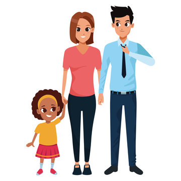 Family young parents with little kid