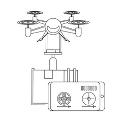 air drone remote control cartoon in black and white