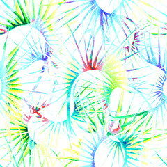 Fototapeta na wymiar Tropical Pastel Seamless Pattern. Summer Jungle