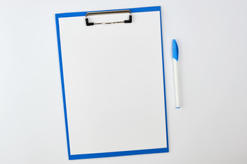 blue paper holder on white background