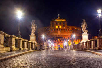 Fototapeta na wymiar Castel Sant Angelo in vatican,night scene