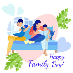 Happy Family Day Greeting Card with Leaves Decor