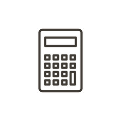 Calculator Icon. Vector thin line illustration for mathematics, economics, algebra, business, calculating and other concepts related with numbers, finance or payments