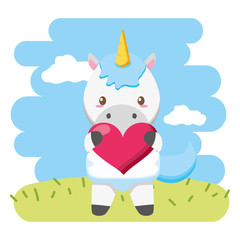 cute little unicorn baby with heart