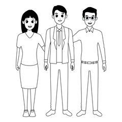 Young friends smiling and greeting in black and white