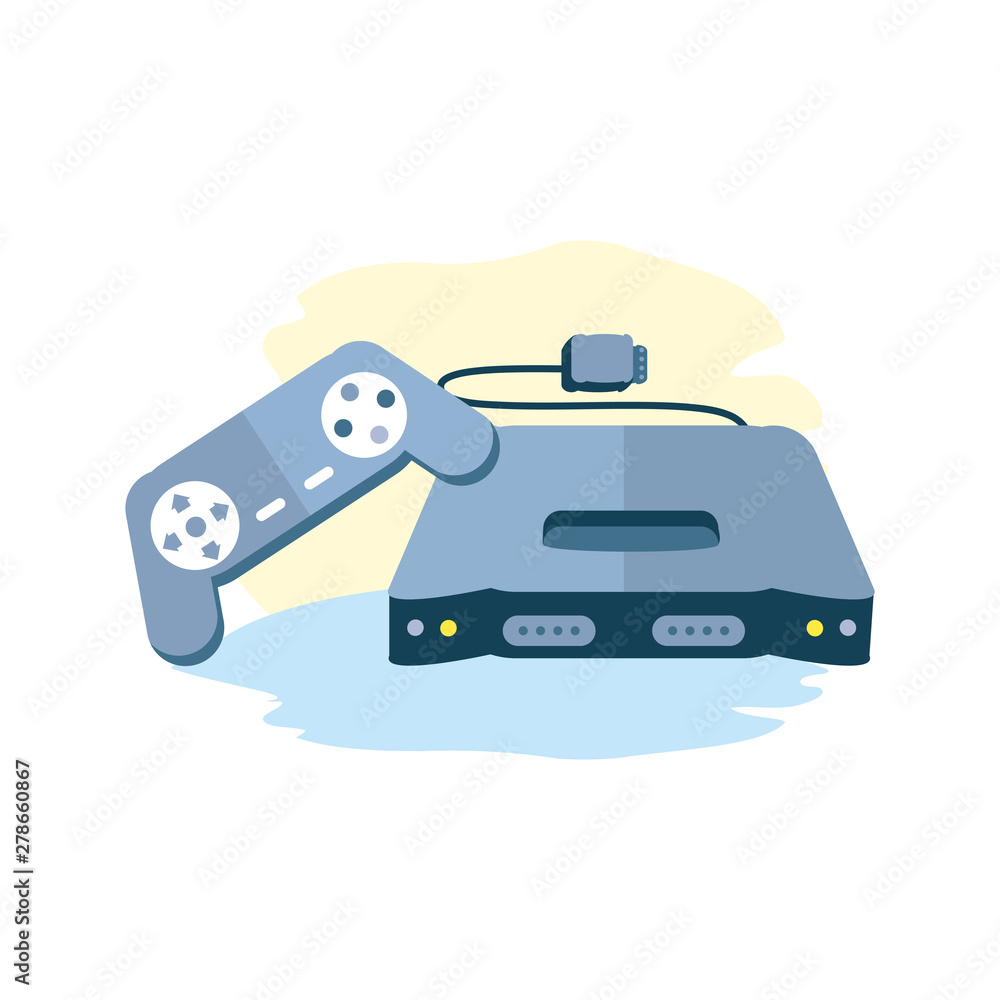 Poster video game control retro with console