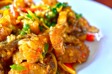 Stir Fried Sea Bass Is seafood That is spicy and very tasty
