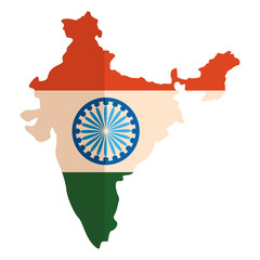 map with indian flag independence day