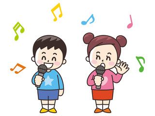 カラオケで歌う子供