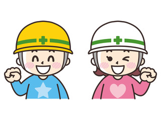 ヘルメットをかぶった子供