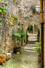 View of a street in Erice, Sicily, Italy