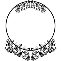 Card for floral frame black and white. Vector