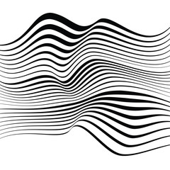 Black distorted stripes background, op art, for prints and web