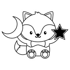 cute little fox baby with moon and star toys