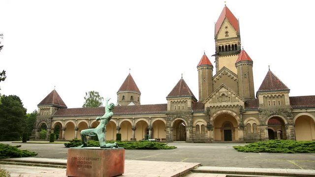 Krematorium Leipzig a place for burial and burning of people. Cremation of transformation into gunpowder corpses.