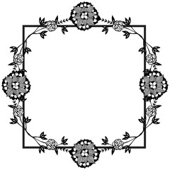 Design element floral frame, black silhouette with white backdrop. Vector