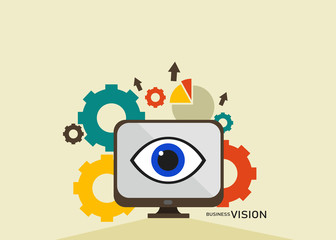 Obraz premium Business vision eye on computer screen vector illustration