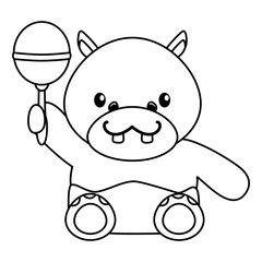 cute little hippo with maraca character