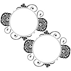 Pattern flower frame in black and white color. Vector