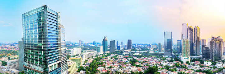 Jakarta city skyline with urban skyscrapers in the afternoon