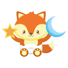 cute little fox baby with moon and star toys