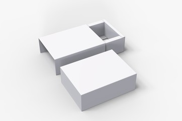 Blank sliding drawer box for branding presentation. 3d render illustration.