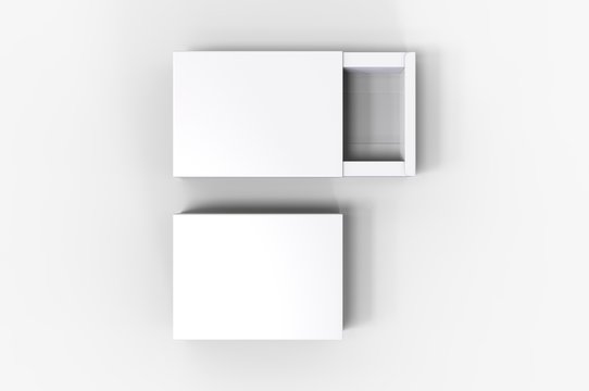 Blank sliding drawer box for branding presentation. 3d render illustration.