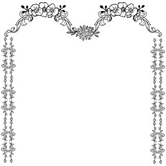 Design element for floral frame, white background. Vector