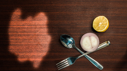 A restaurant wooden table wallpaper