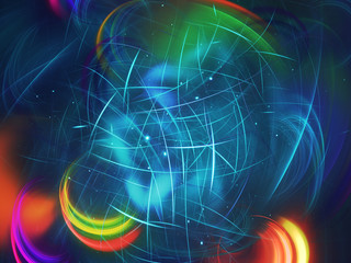 Naklejka na ściany i meble blue abstract fractal background 3d rendering illustration
