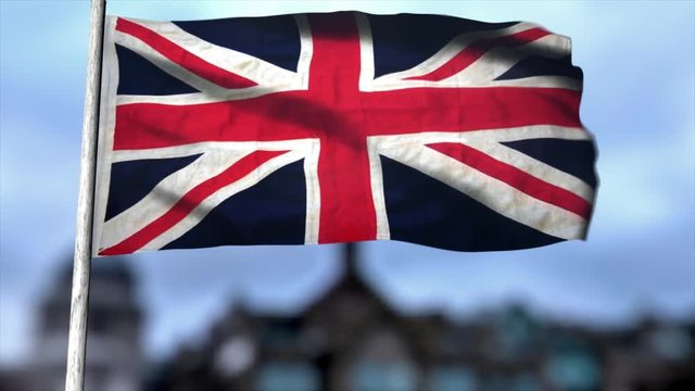CGI 3D animation of flag of the United Kinggom - the iconic Union Flag